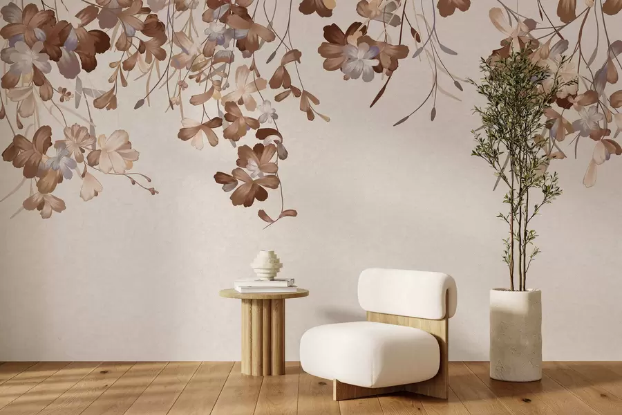 Fototapete An der Wand hängende Blätter w05530