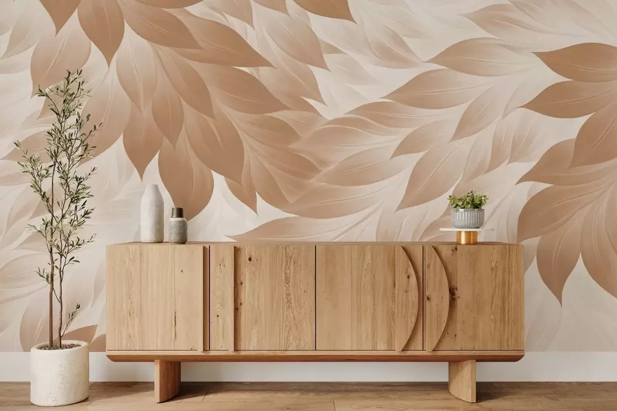 Fototapete Scharf gezeichnete, abstrakte Blätter w05531v1