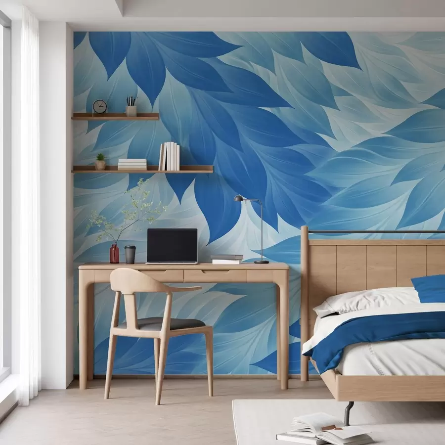 Fototapete Scharf gezeichnete, abstrakte Blätter w05531v2