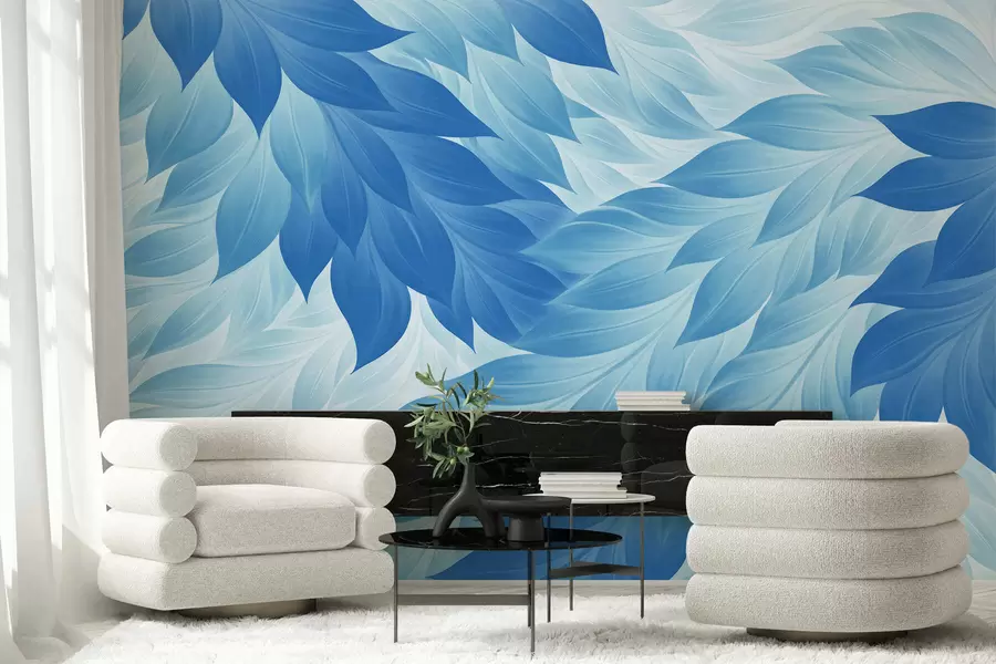 Fototapete Scharf gezeichnete, abstrakte Blätter w05531v2