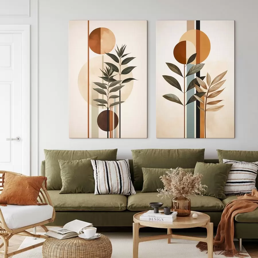 Fototapete Abstrakte Pflanzen mit Kreisen und Linien m30392