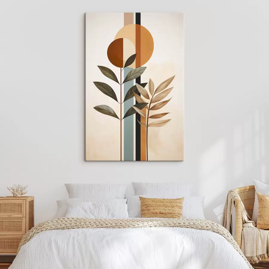 Fototapete Abstrakte Pflanzen mit Kreisen und Linien s48929