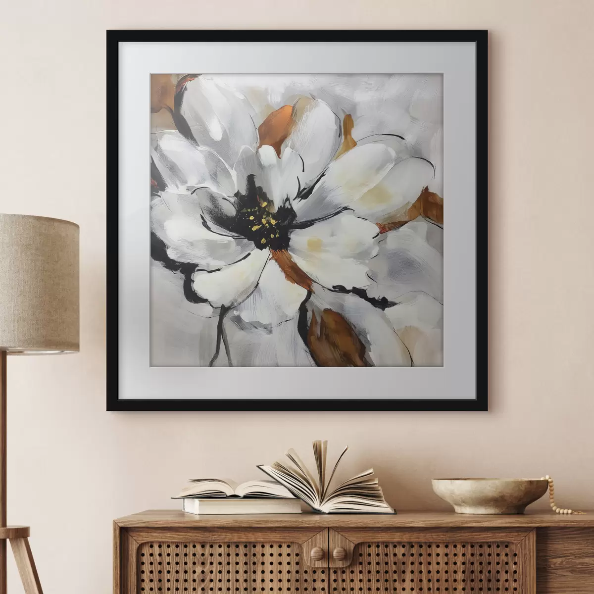Poster Abstraktion mit einer Blume f48697