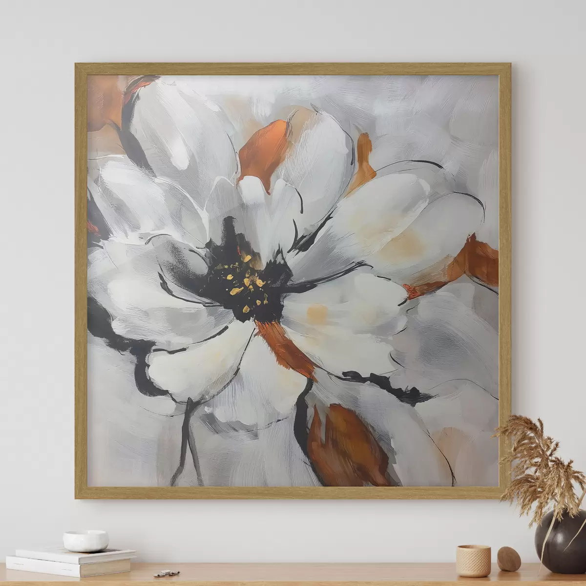 Poster Abstraktion mit einer Blume f48697