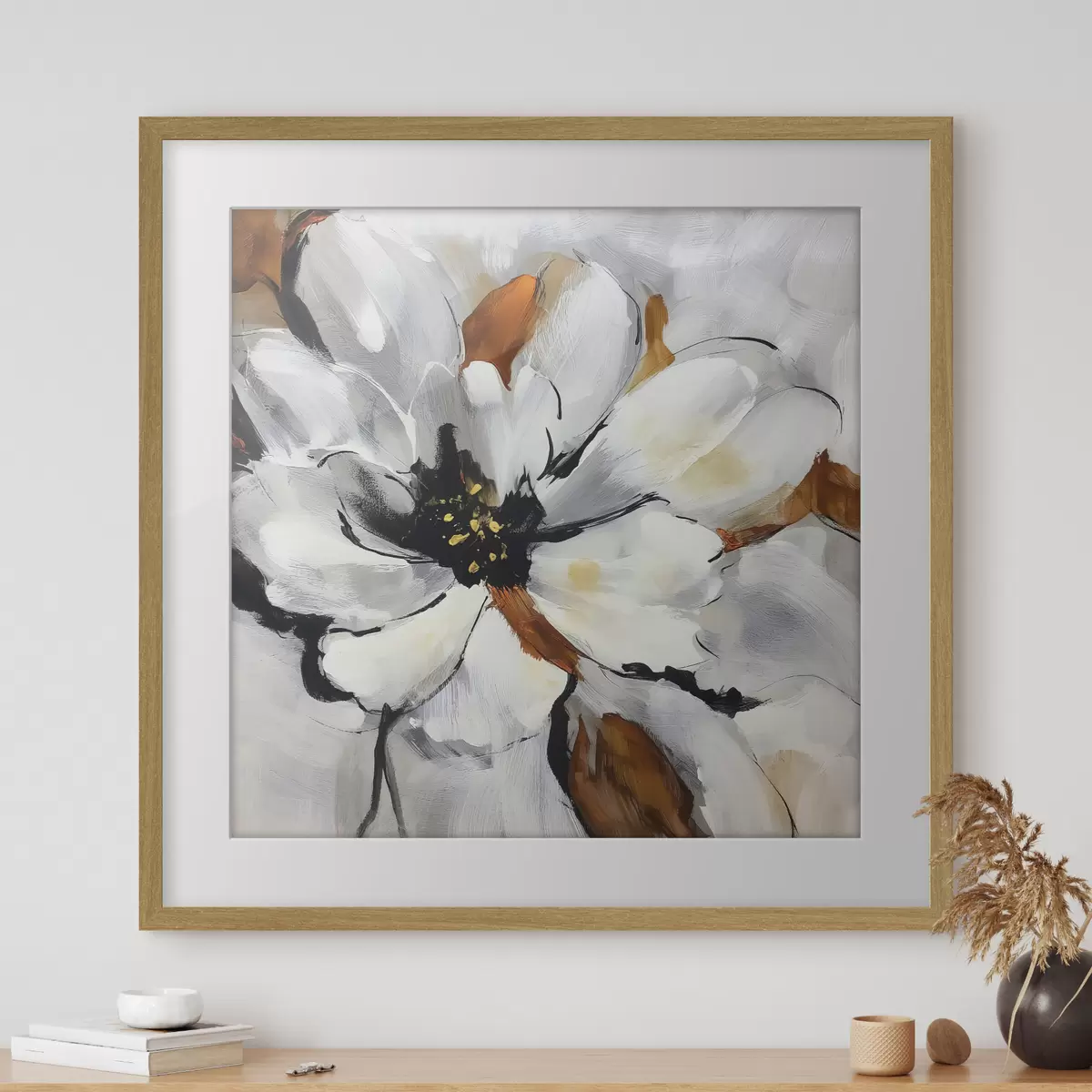 Poster Abstraktion mit einer Blume f48697