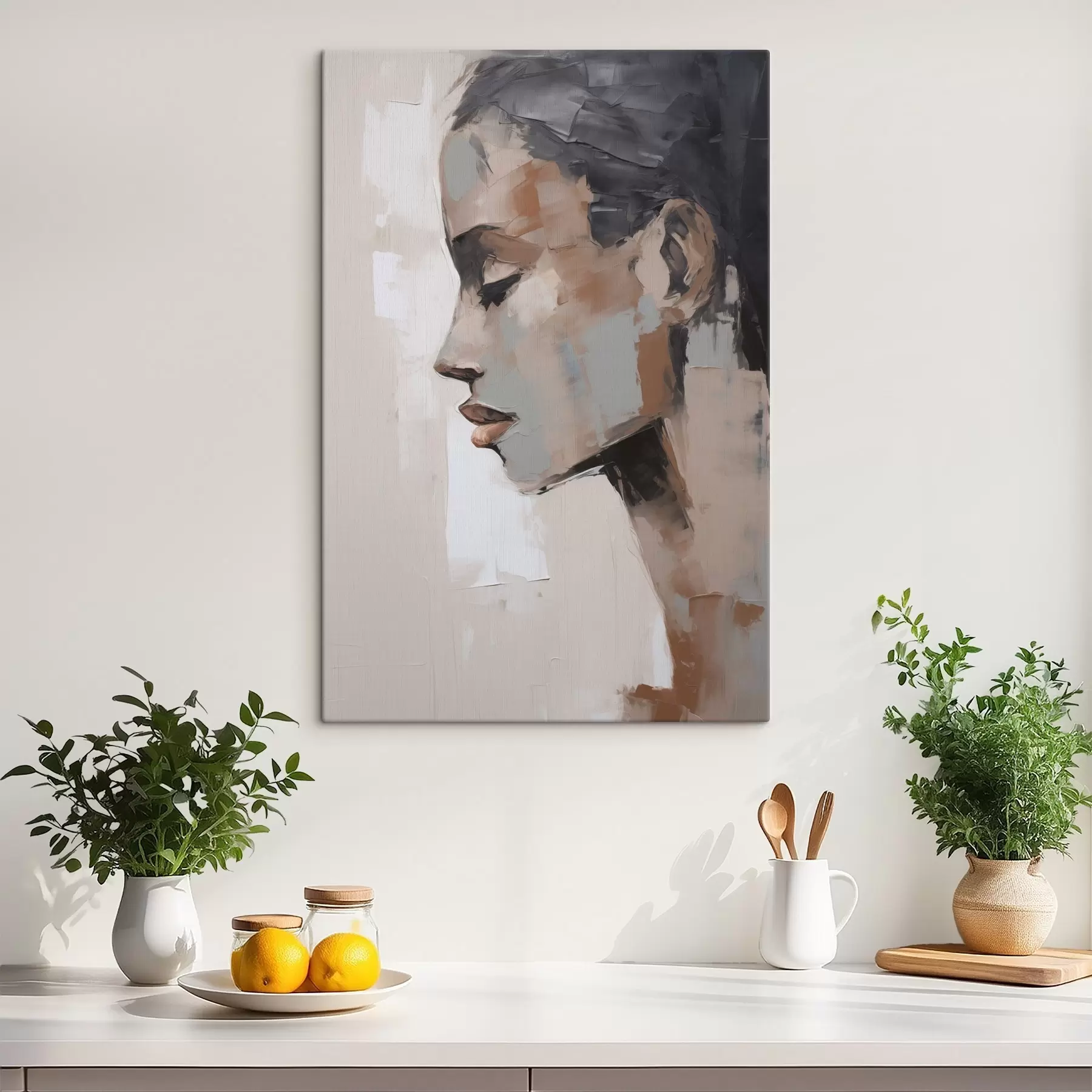 Fototapete Abstrakte weibliche Porträtimitation einer Malerei s48976