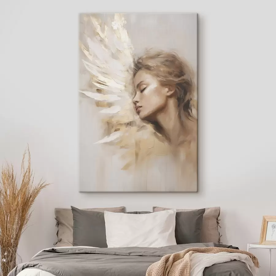 Fototapete Porträt eines Mädchens mit einem Engelsflügel s48979