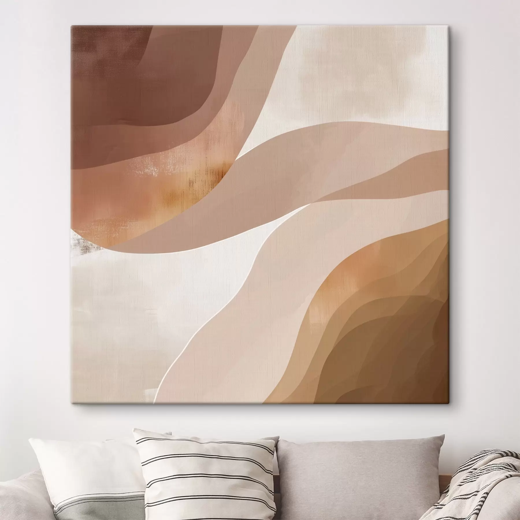 Fototapete Abstrakte, wellenförmige Formen in einer kaffeebraunen Farbpalette s48836
