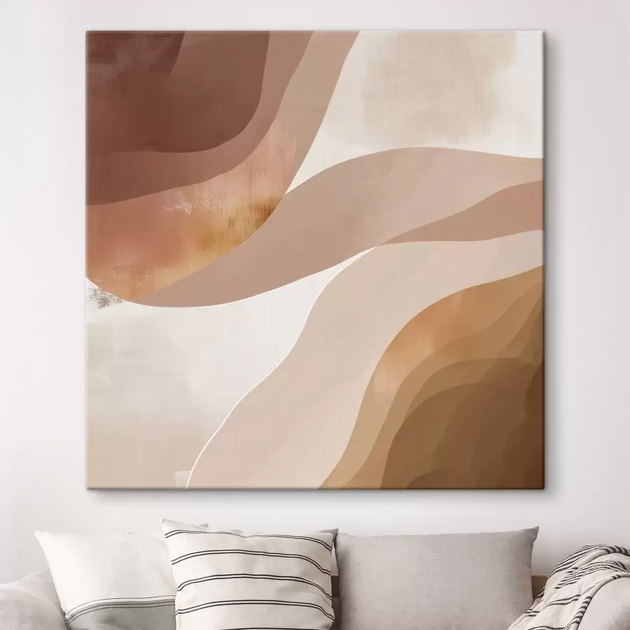 Fototapete Abstrakte, wellenförmige Formen in einer kaffeebraunen Farbpalette s48836