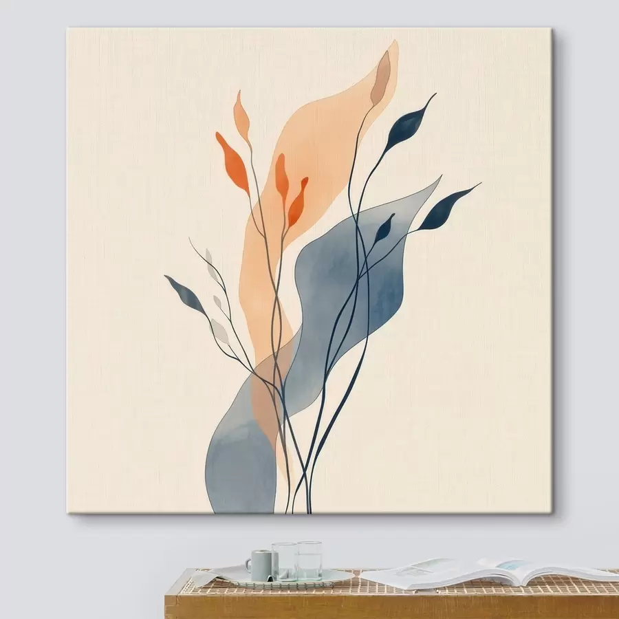 Fototapete Komposition mit ausdrucksstarken Pflanzensilhouetten im Stil einer Kunstillustration s48838