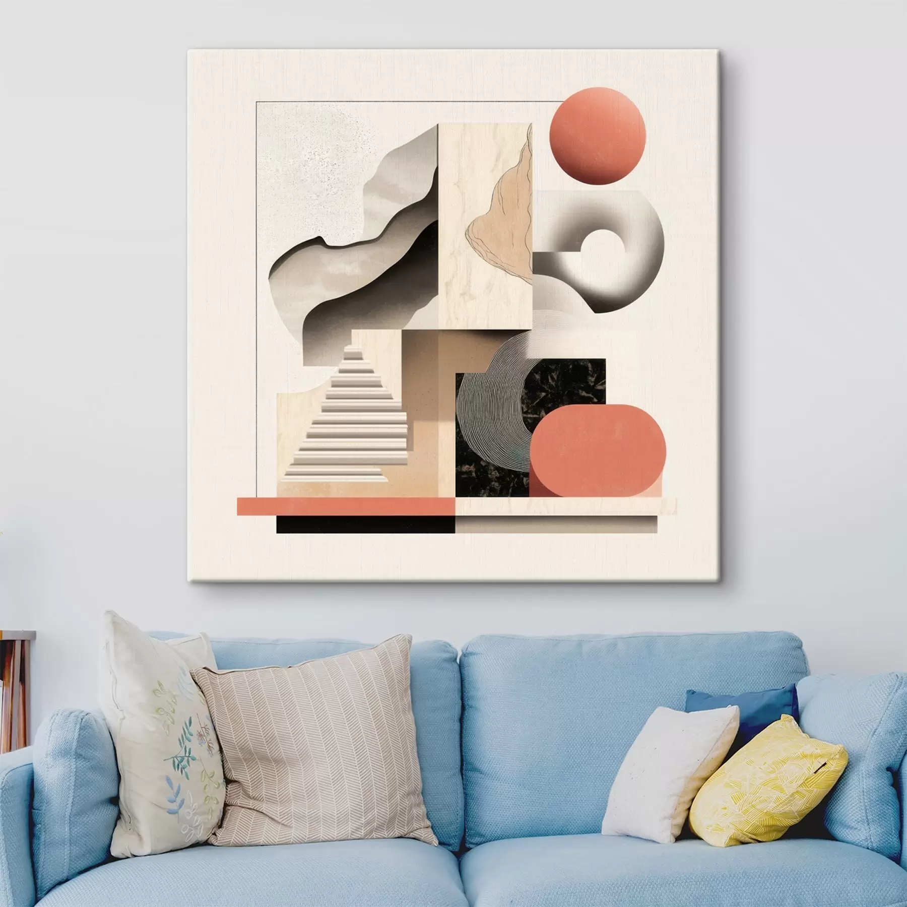 Fototapete Abstrakte Formen in einer beige-grauen Farbpalette in einem zeitgenössischen Malstil s48842