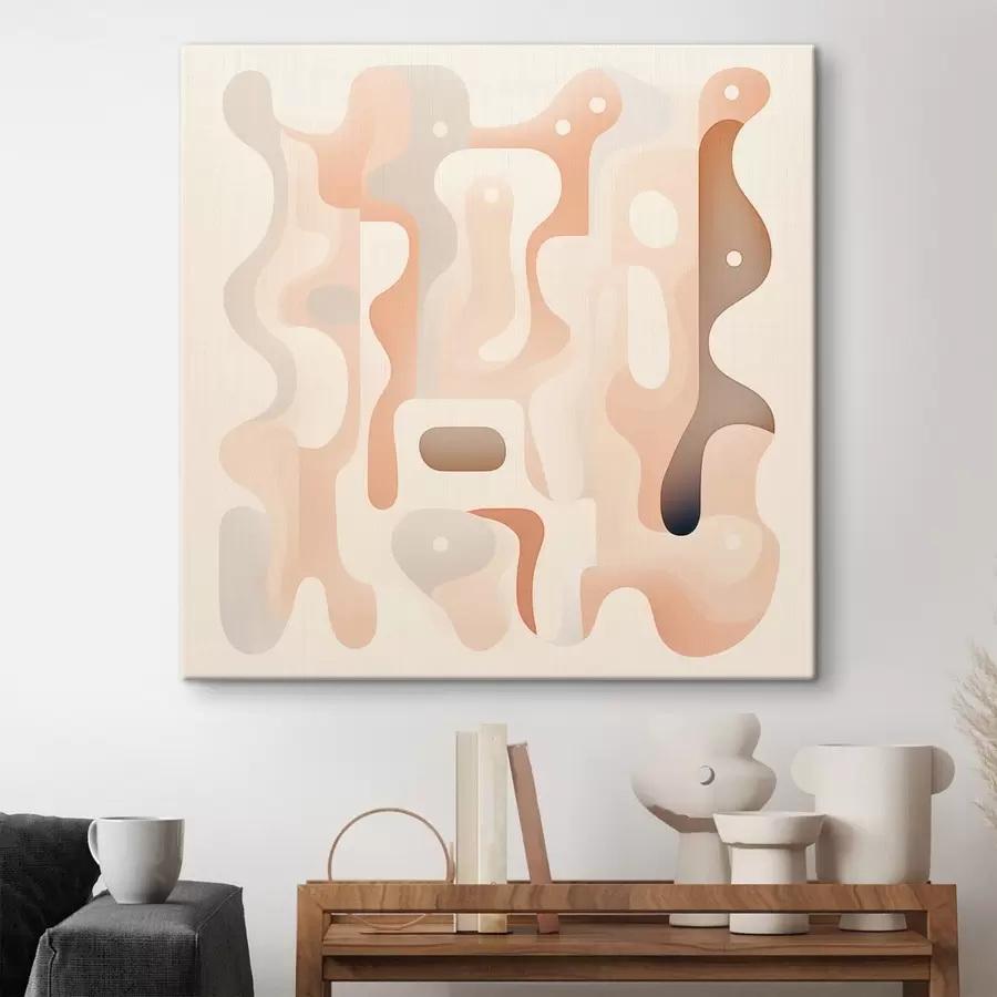 Fototapete Eine Harmonie aus geschwungenen Formen und einer natürlichen Farbpalette im Stil zeitgenössischer Kunstillustrationen s48845