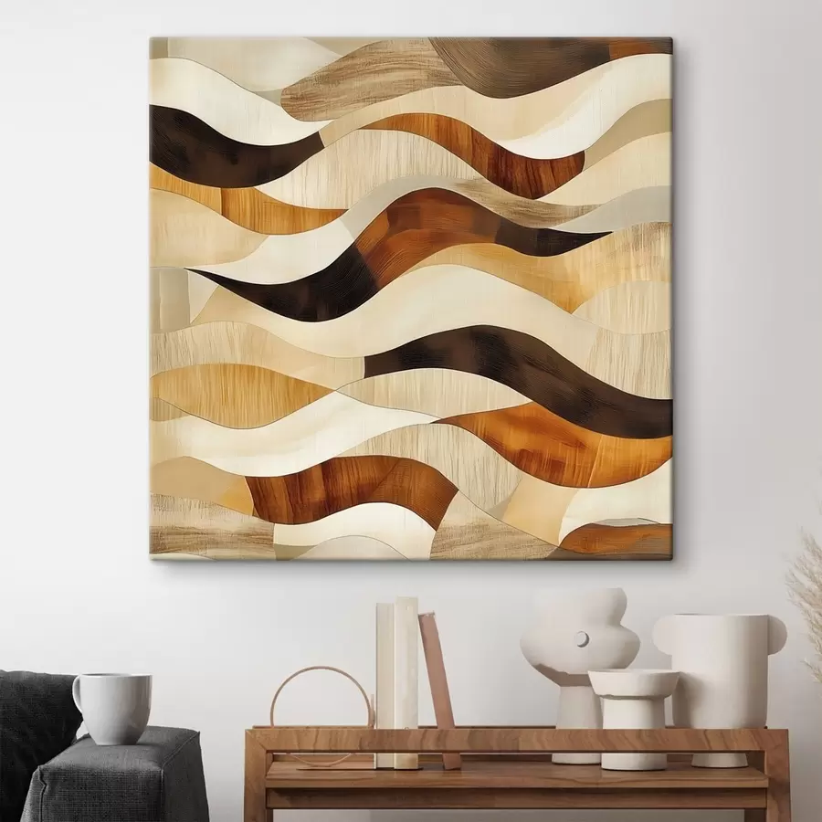 Fototapete Eine Ästhetik aus organischen Linien und natürlichen Holztönen im Stil eines Kunstplakats s48852