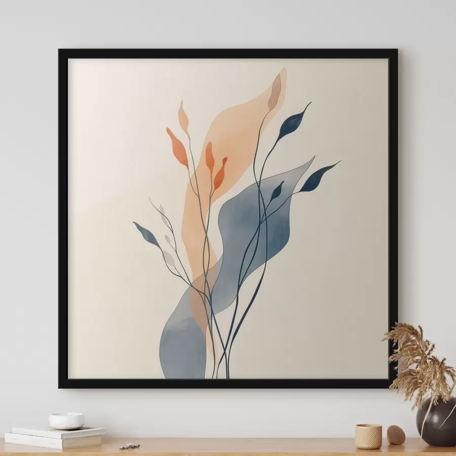 Fototapete Komposition mit ausdrucksstarken Pflanzensilhouetten im Stil einer Kunstillustration f48838