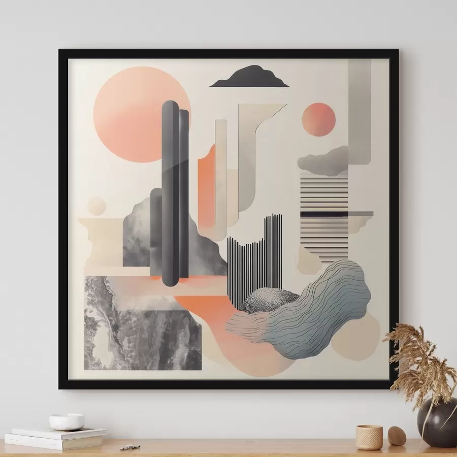 Fototapete Geometrische Komposition in einer pfirsich-grauen Farbpalette im zeitgenössischen Malstil f48841