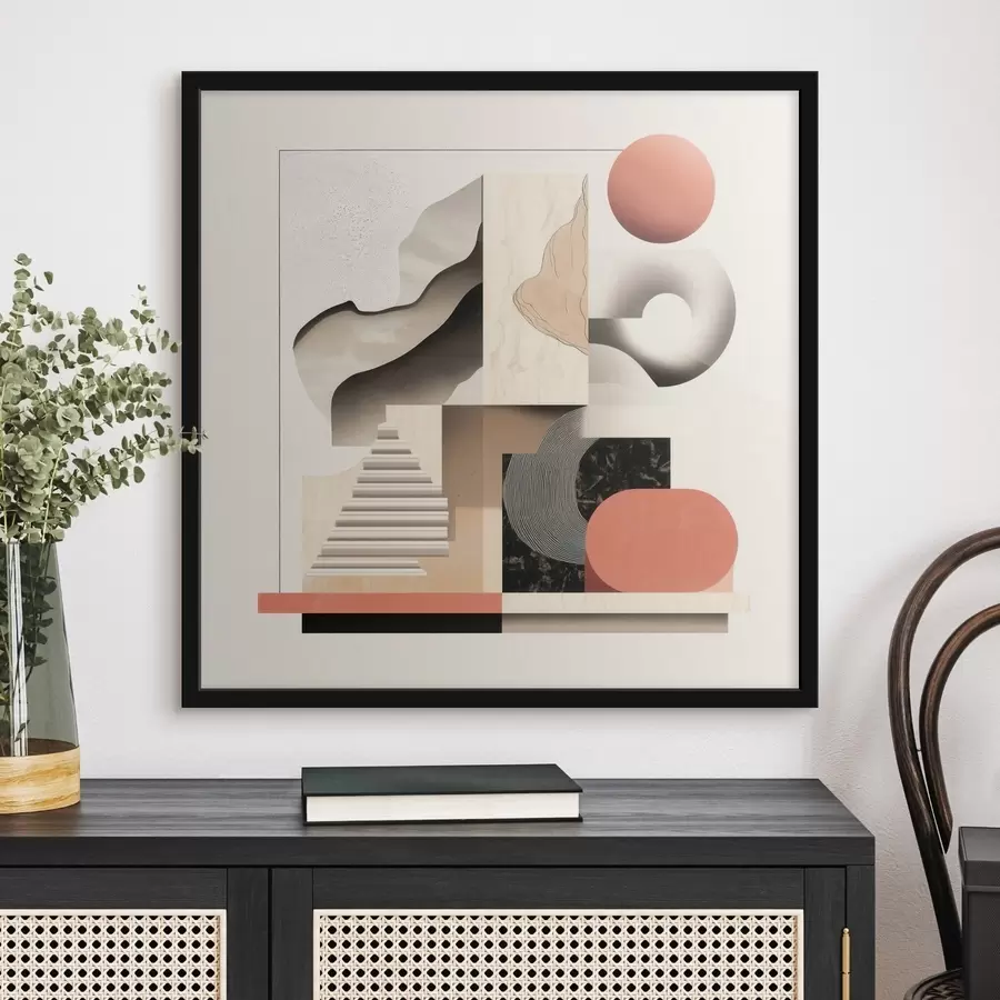 Fototapete Abstrakte Formen in einer beige-grauen Farbpalette in einem zeitgenössischen Malstil f48842