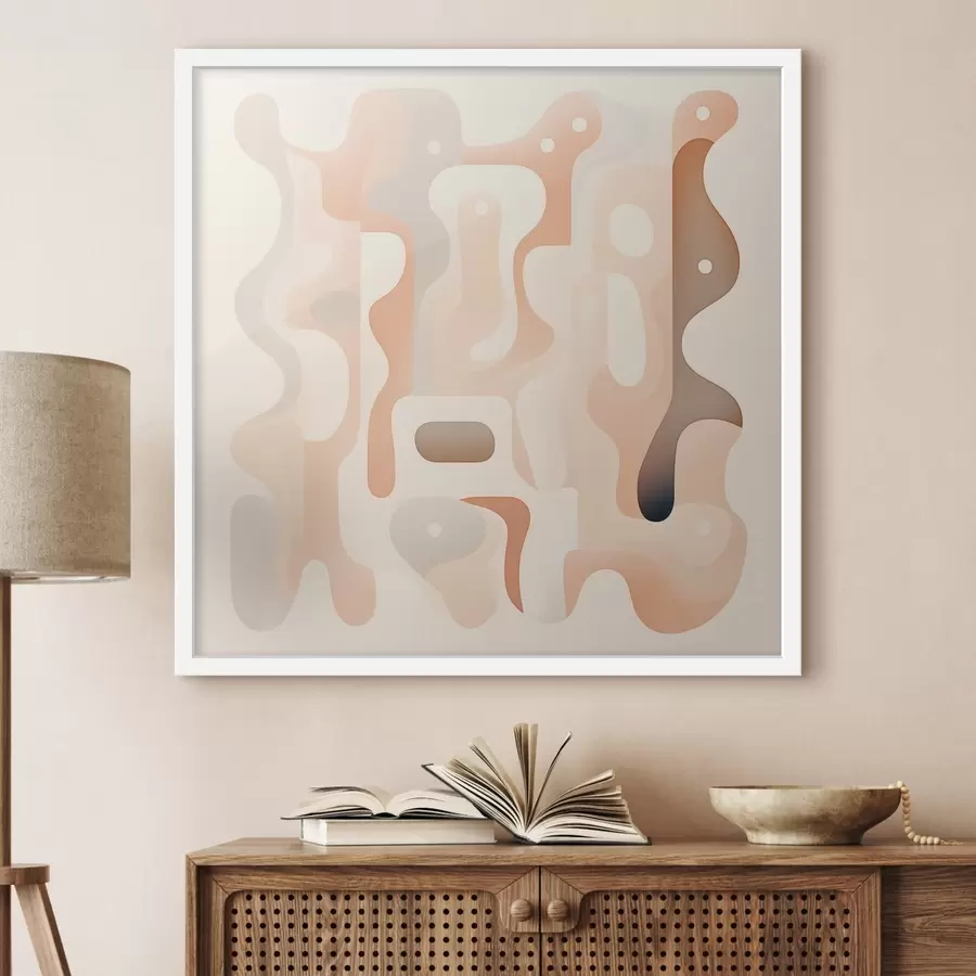 Fototapete Eine Harmonie aus geschwungenen Formen und einer natürlichen Farbpalette im Stil zeitgenössischer Kunstillustrationen f48845