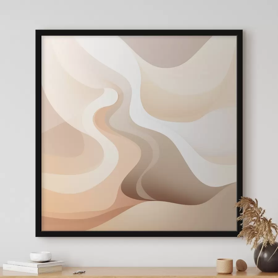 Fototapete Ein harmonisches Zusammenspiel aus geschwungenen Formen und cremefarbenen Tönen im Stil zeitgenössischer Kunstillustrationen f48846