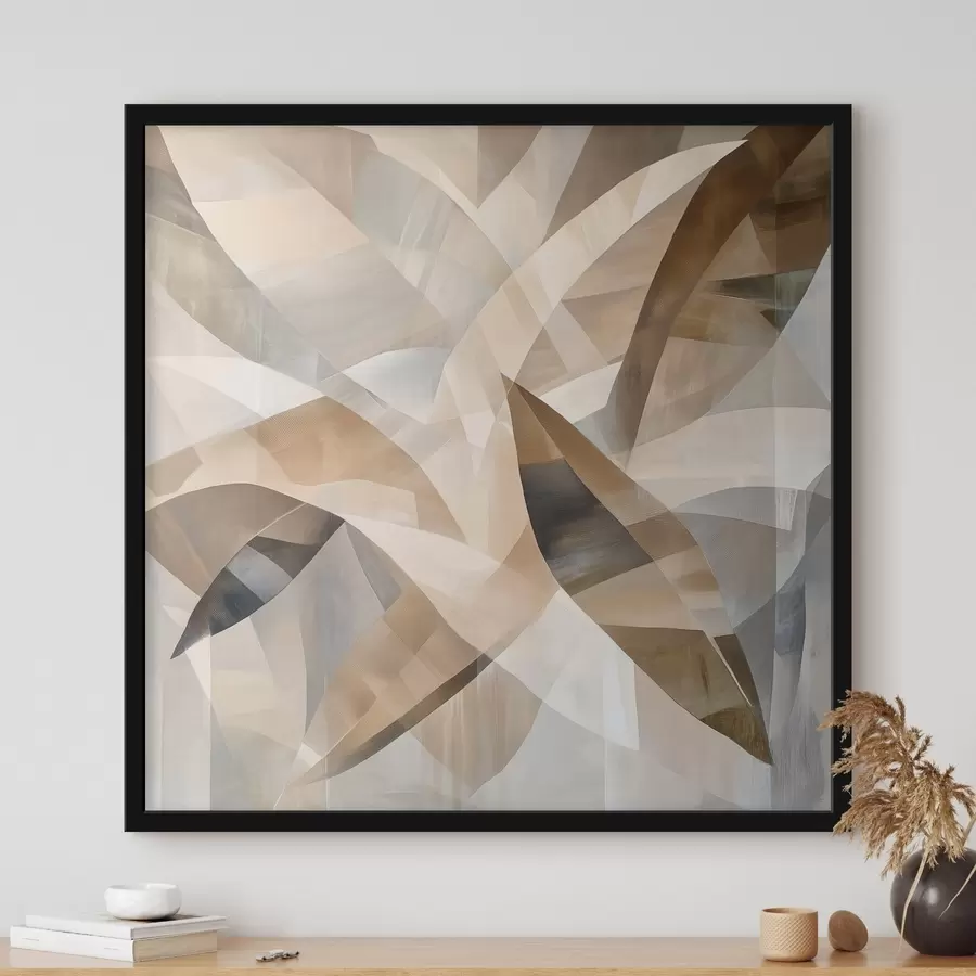 Fototapete Pflanzenmotive in warmen Naturtönen im Stil eines Kunstplakats f48847