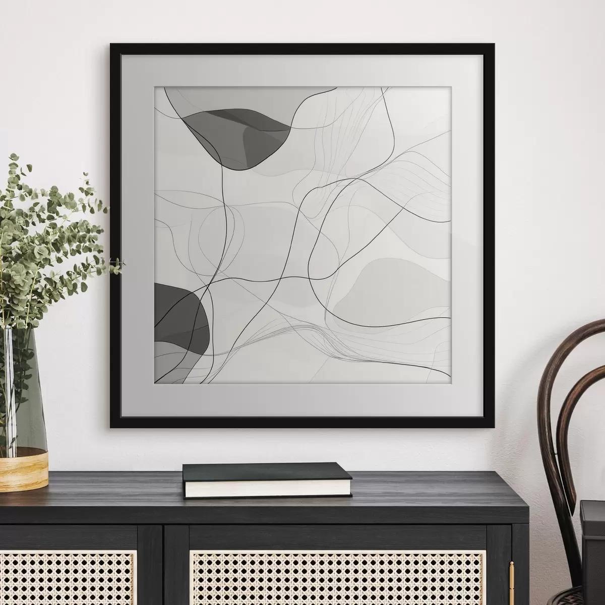 Poster Minimalistische abstrakte Szene mit feinen Linien und sanften Schatten f48853