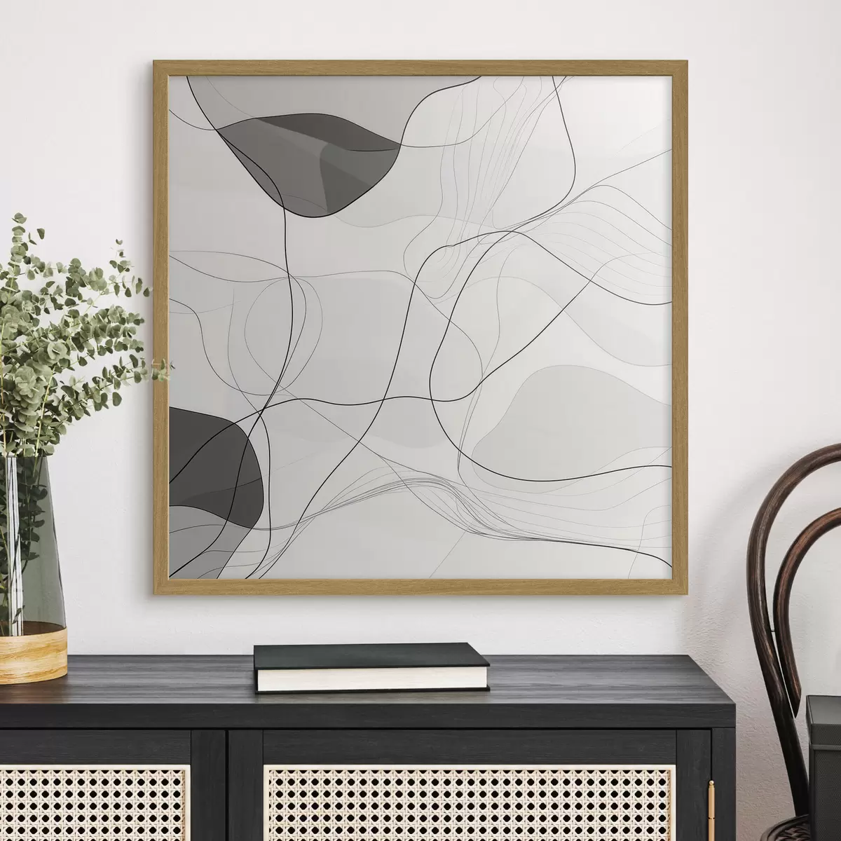 Poster Minimalistische abstrakte Szene mit feinen Linien und sanften Schatten f48853