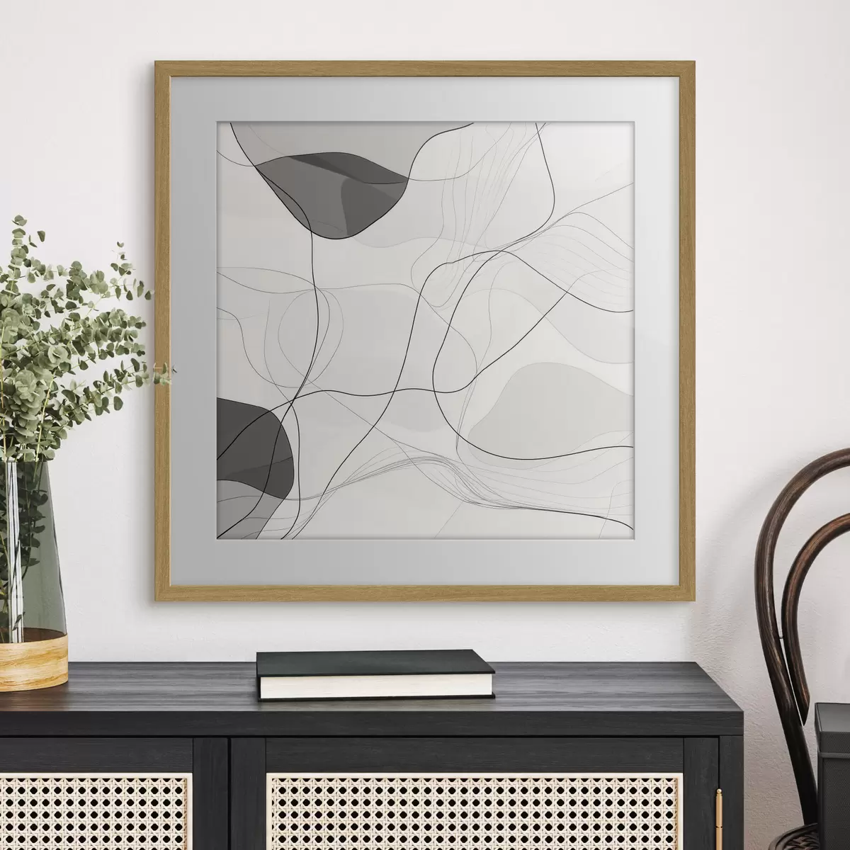 Poster Minimalistische abstrakte Szene mit feinen Linien und sanften Schatten f48853