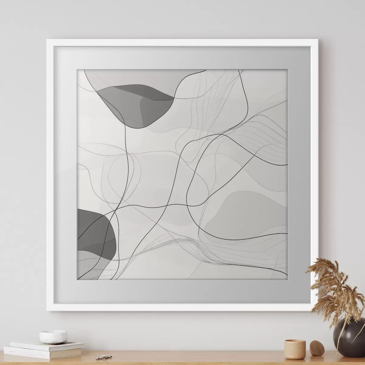 Poster Minimalistische abstrakte Szene mit feinen Linien und sanften Schatten f48853