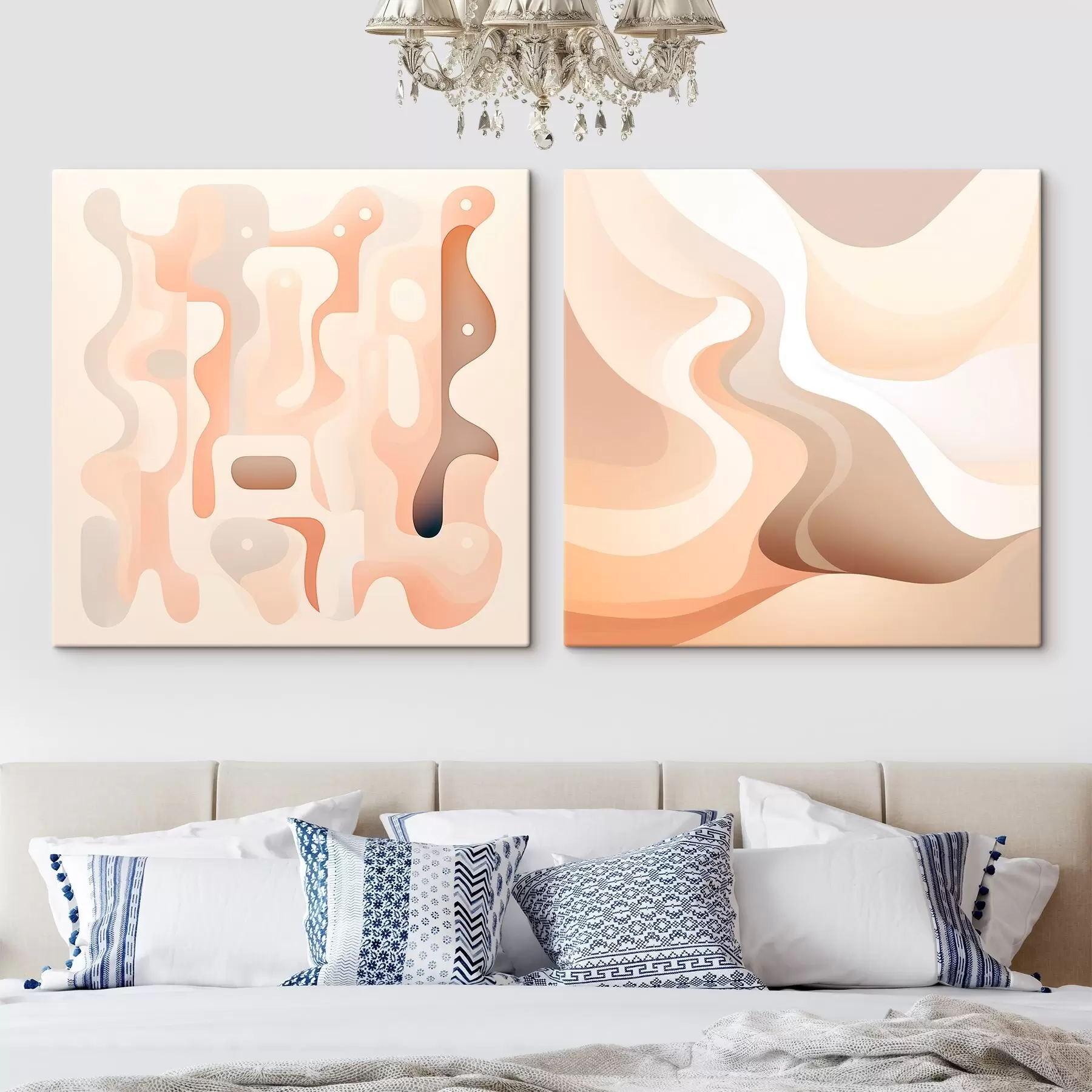 Fototapete Abstrakte Komposition mit fließenden Linien und plastischen Formen in einer beige-braunen Farbpalette m30349