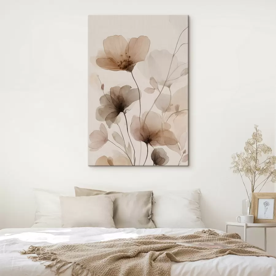 Fototapete Blumen in Aquarell in Brauntönen s49006