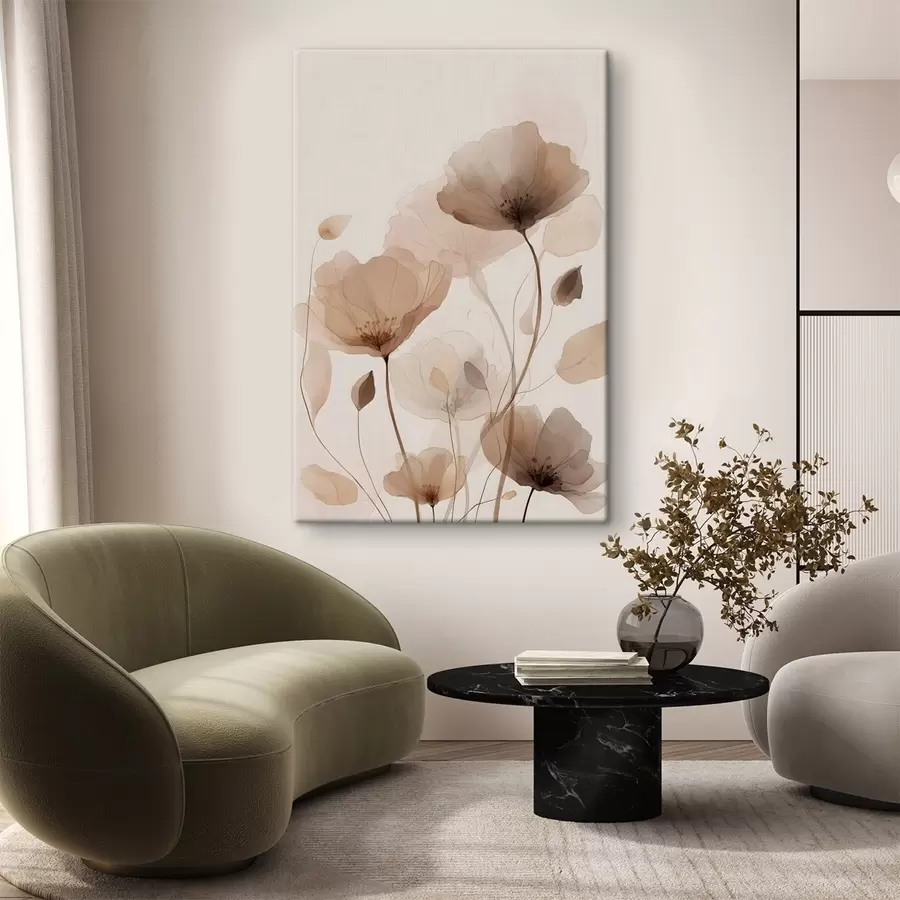 Fototapete Blumen in Aquarell in Brauntönen s49007