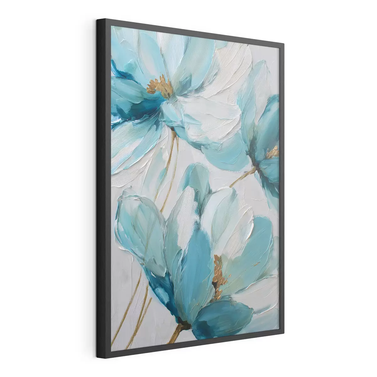Poster blaue Blumen im Impasto-Stil f48991