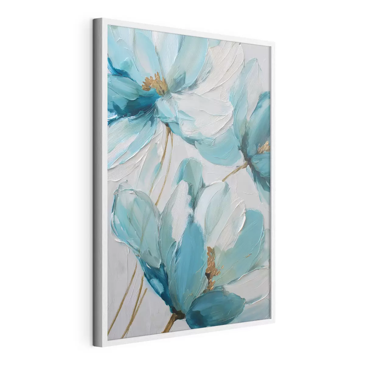 Poster blaue Blumen im Impasto-Stil f48991