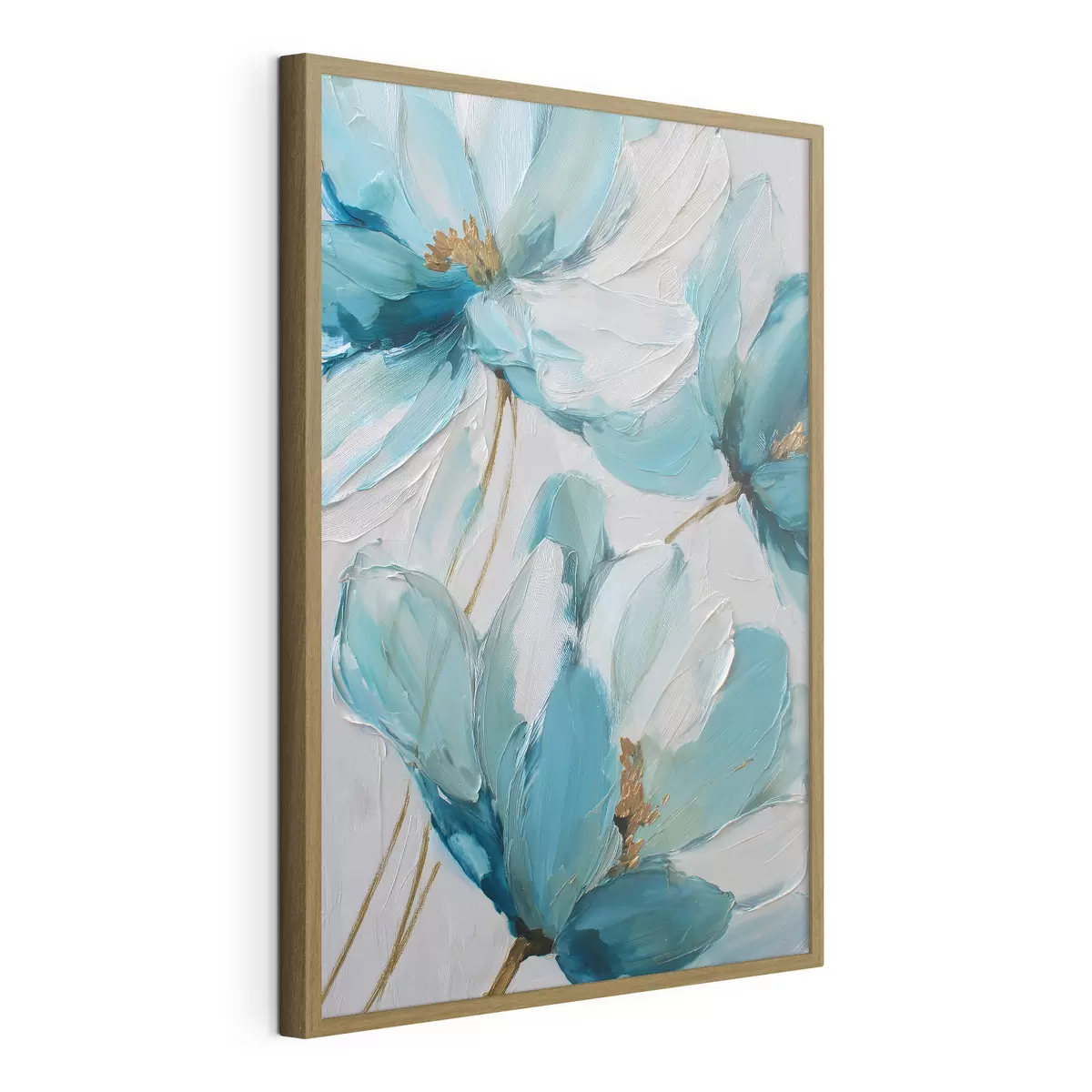 Poster blaue Blumen im Impasto-Stil f48991