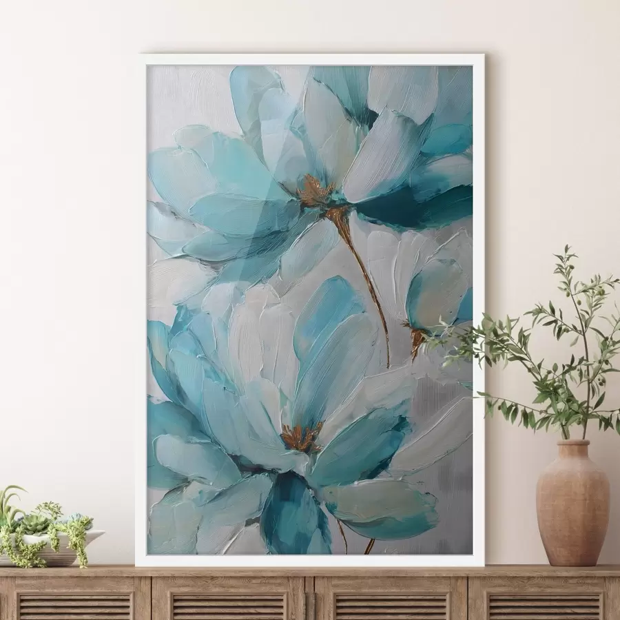 Fototapete blaue Blumen im Impasto-Stil f48992