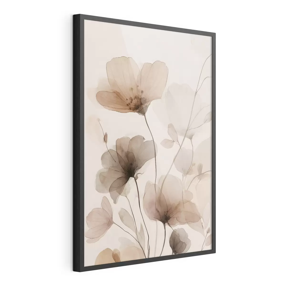 Poster Blumen in Aquarell in Brauntönen f49006