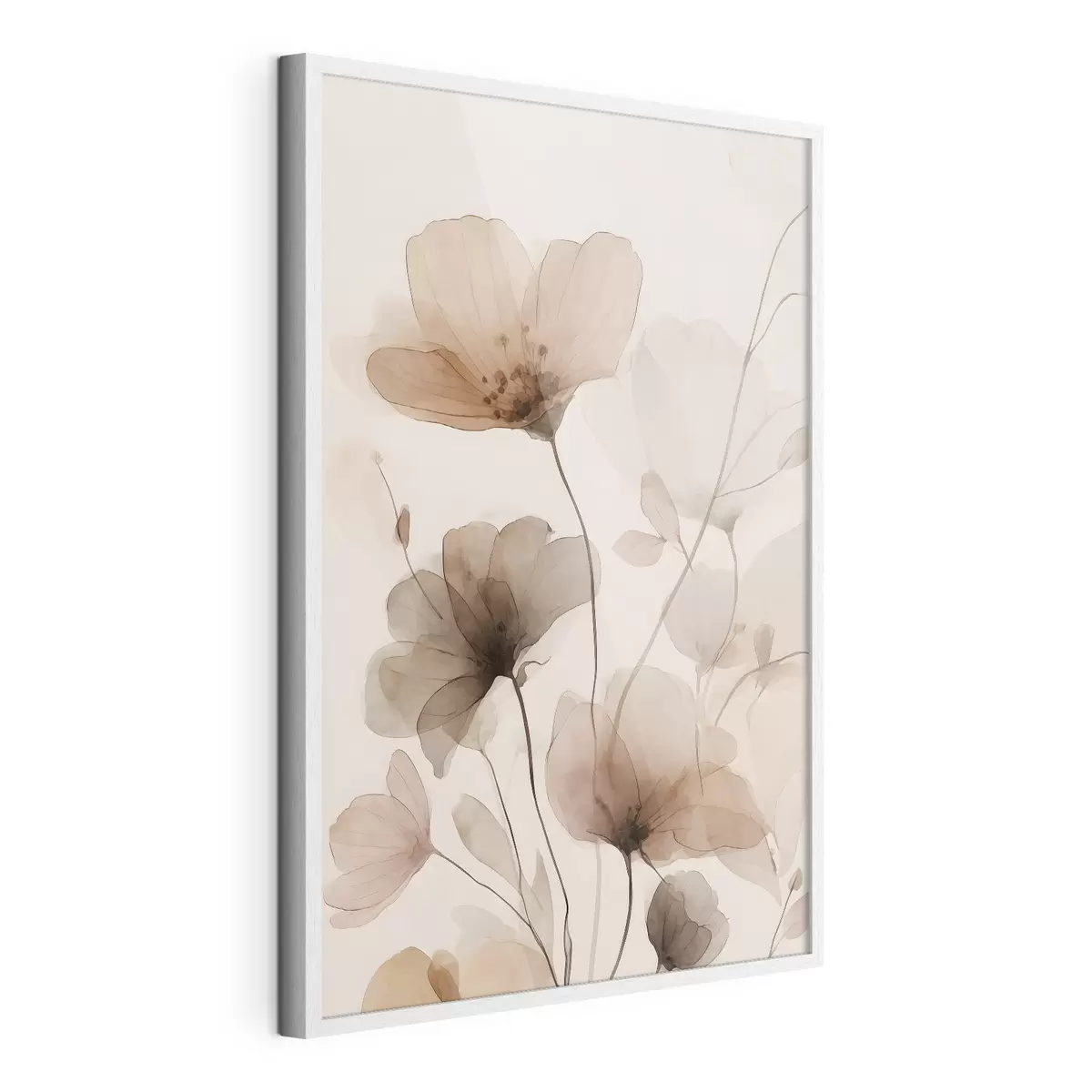Poster Blumen in Aquarell in Brauntönen f49006