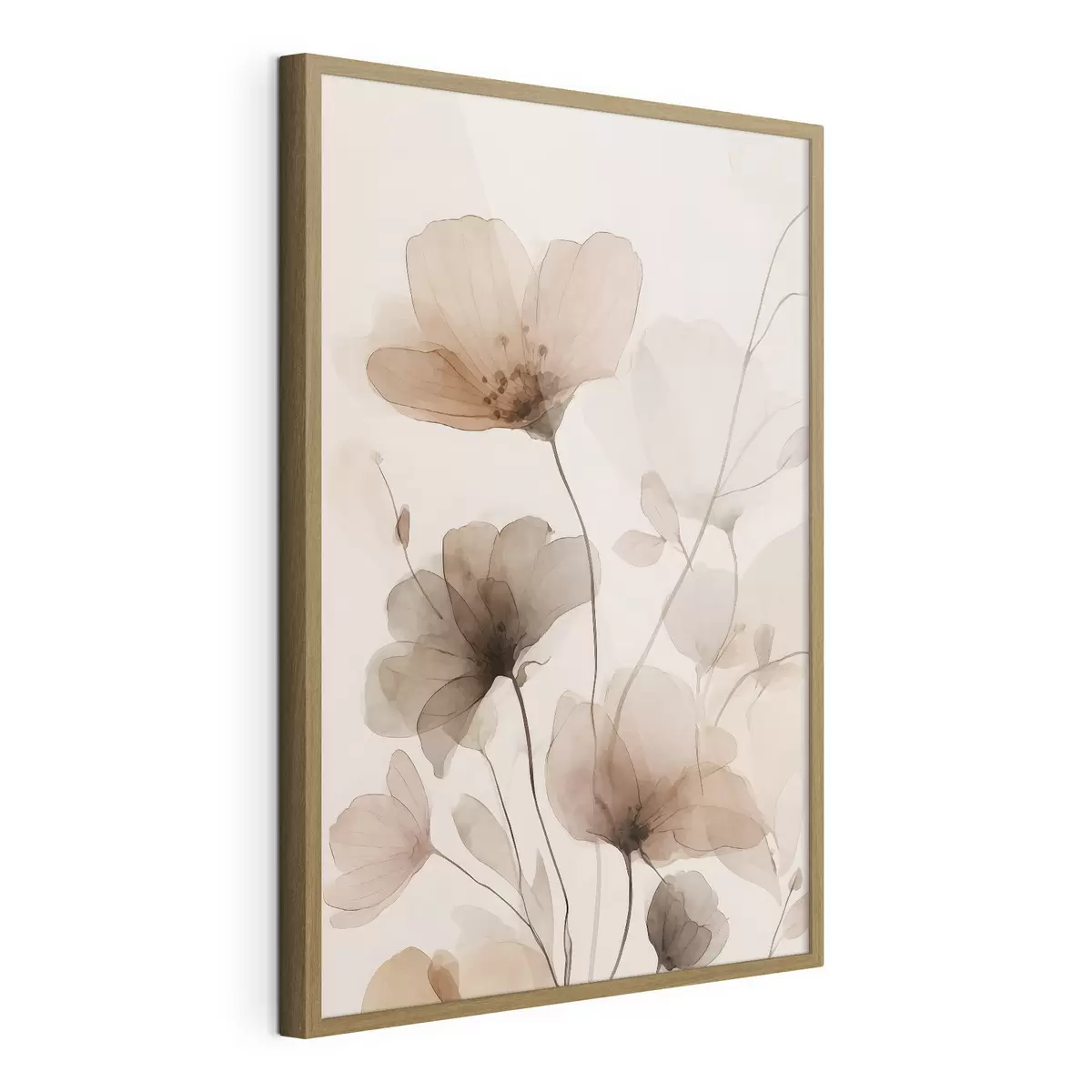Poster Blumen in Aquarell in Brauntönen f49006