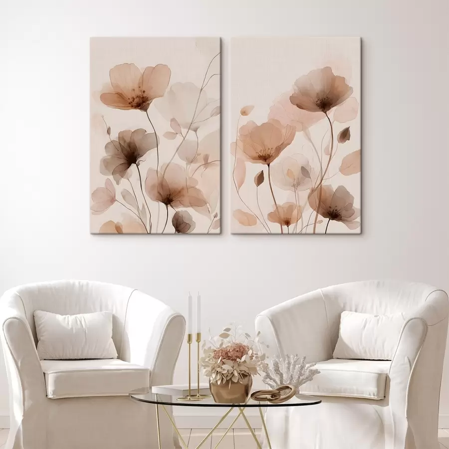 Fototapete Blumen in Aquarell in Brauntönen m30435