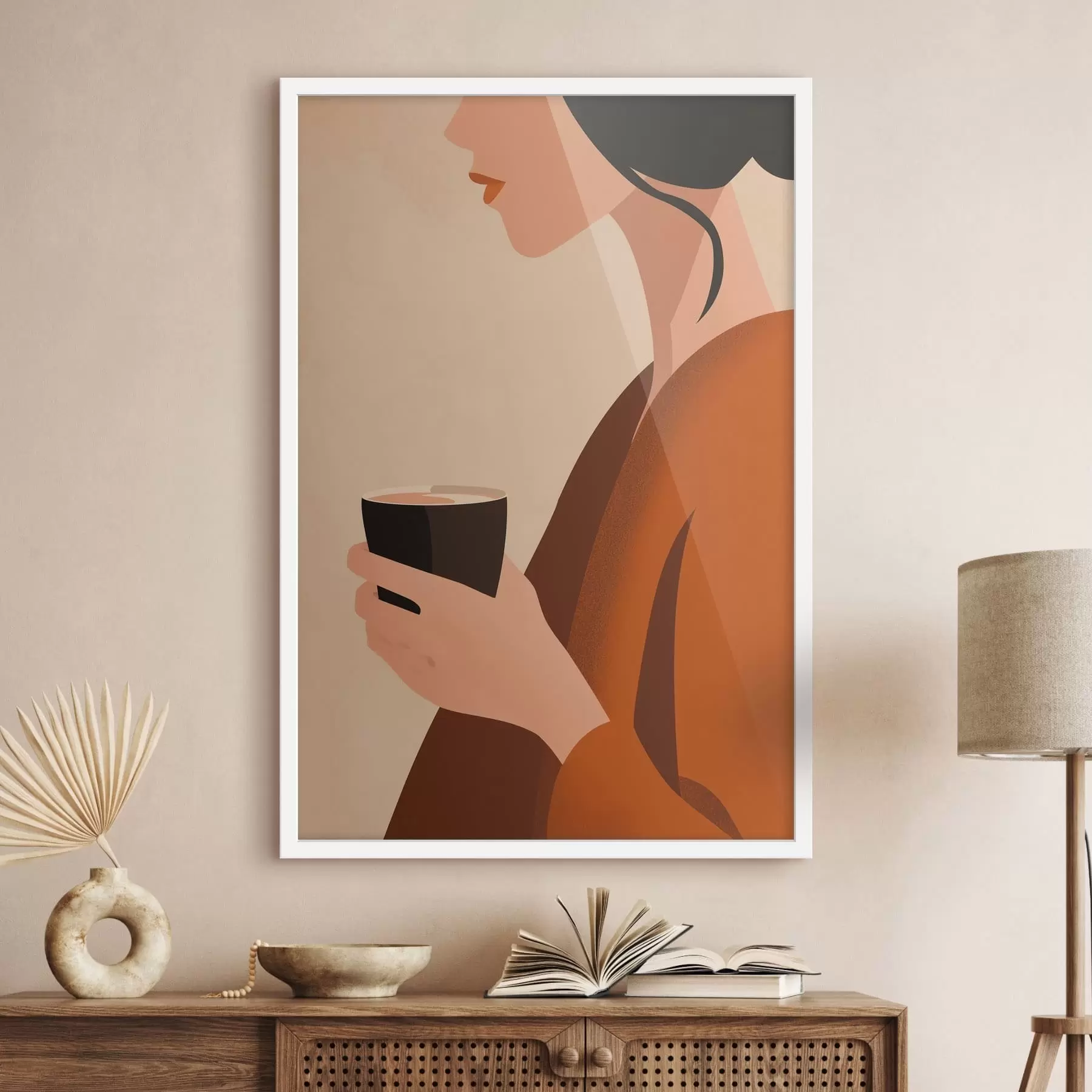Fototapete Frau mit Tasse – Minimal f49019