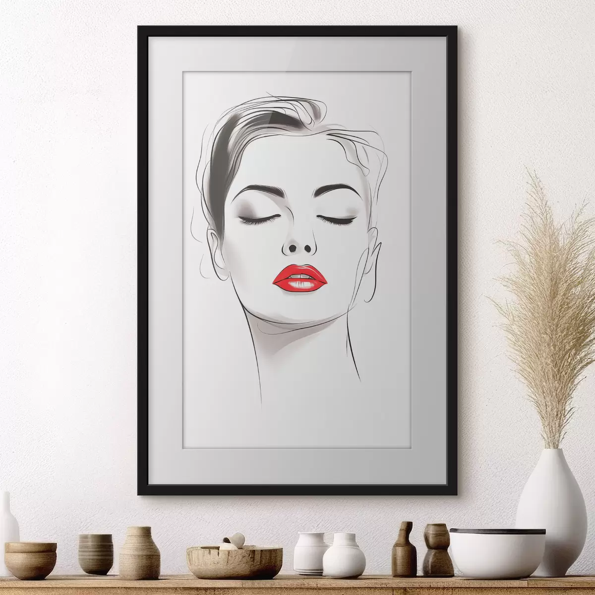 Poster Minimalistische Gesichts-Strichzeichnungen f49025