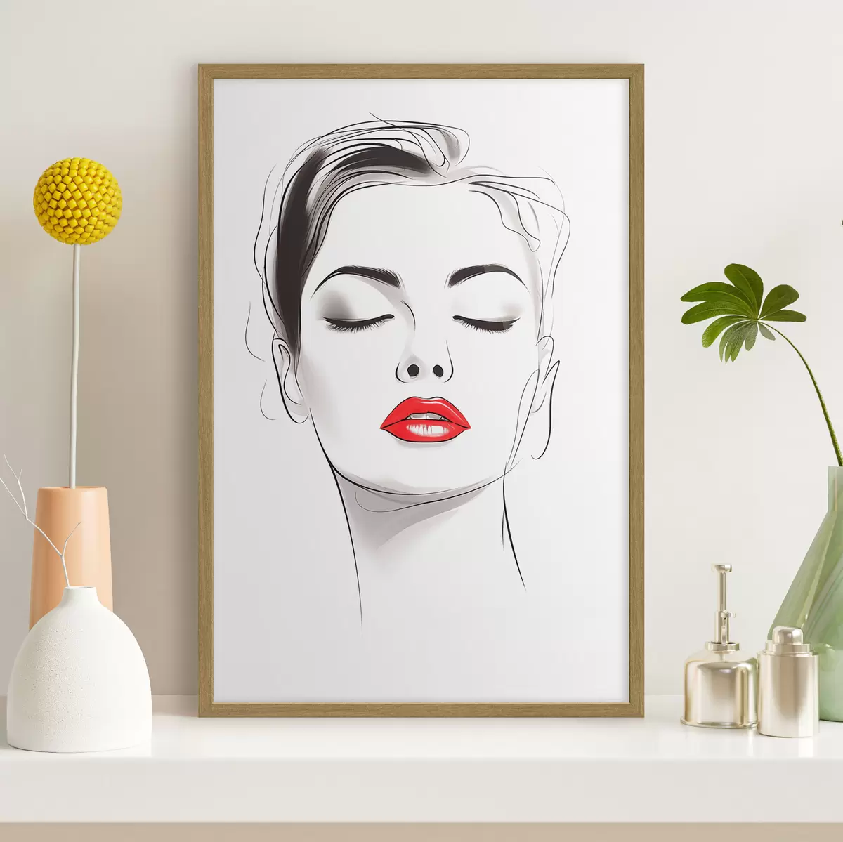 Poster Minimalistische Gesichts-Strichzeichnungen f49025