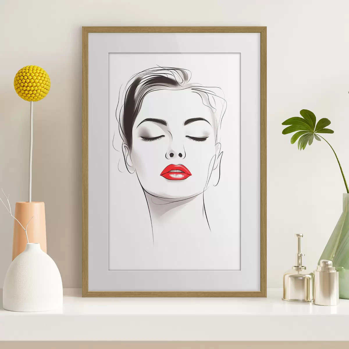 Poster Minimalistische Gesichts-Strichzeichnungen f49025