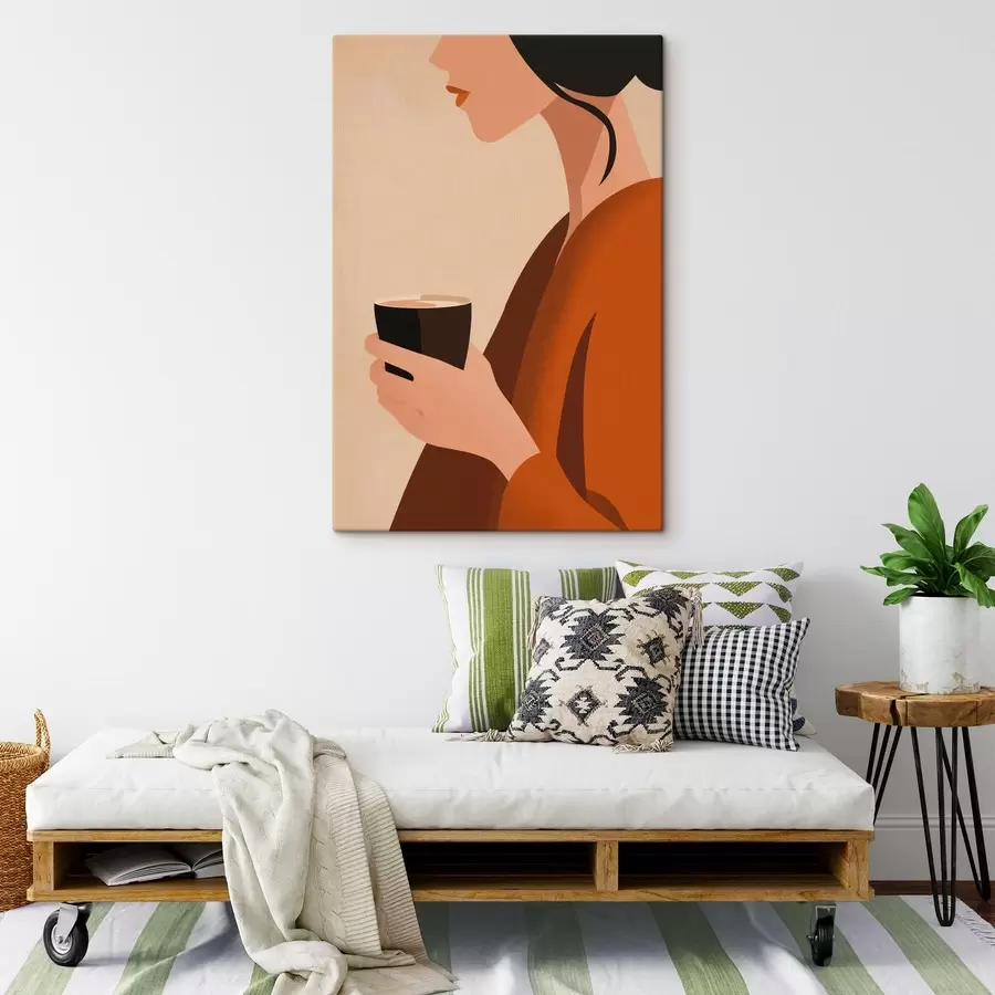 Fototapete Frau mit Tasse – Minimal s49019