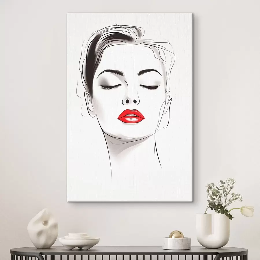 Fototapete Minimalistische Gesichts-Strichzeichnungen s49025