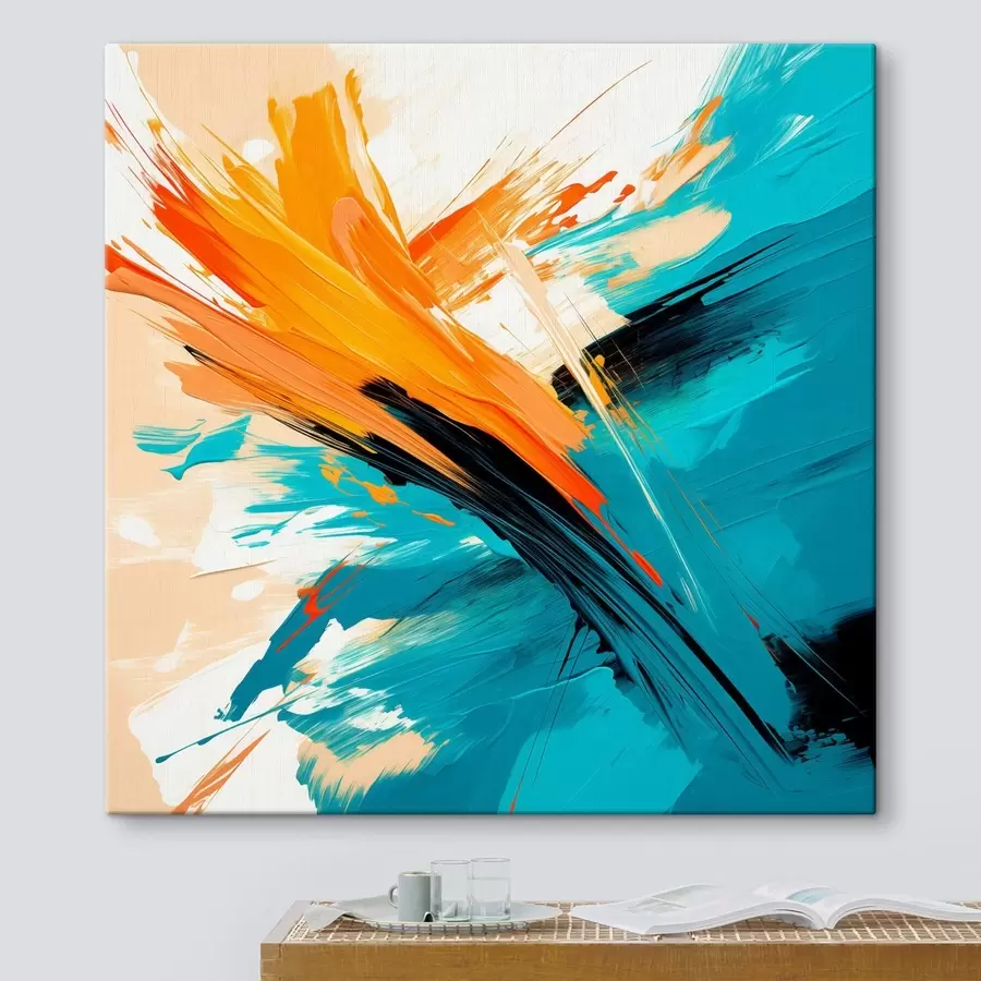 Fototapete Ein ausdrucksstarkes Bild in einer Farbpalette aus Türkis und Terrakotta, gehalten in einem zeitgenössischen Malstil s48855