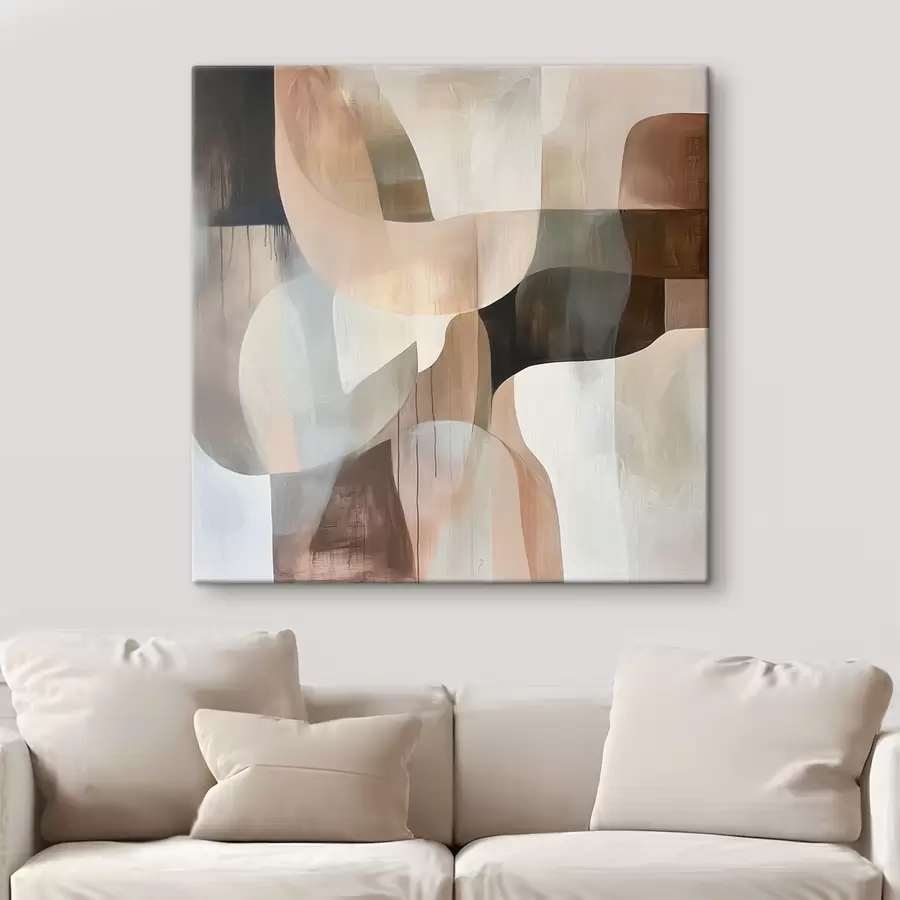 Fototapete Abstrakte Komposition in einer warmen Beige-Korallen-Farbpalette s48859