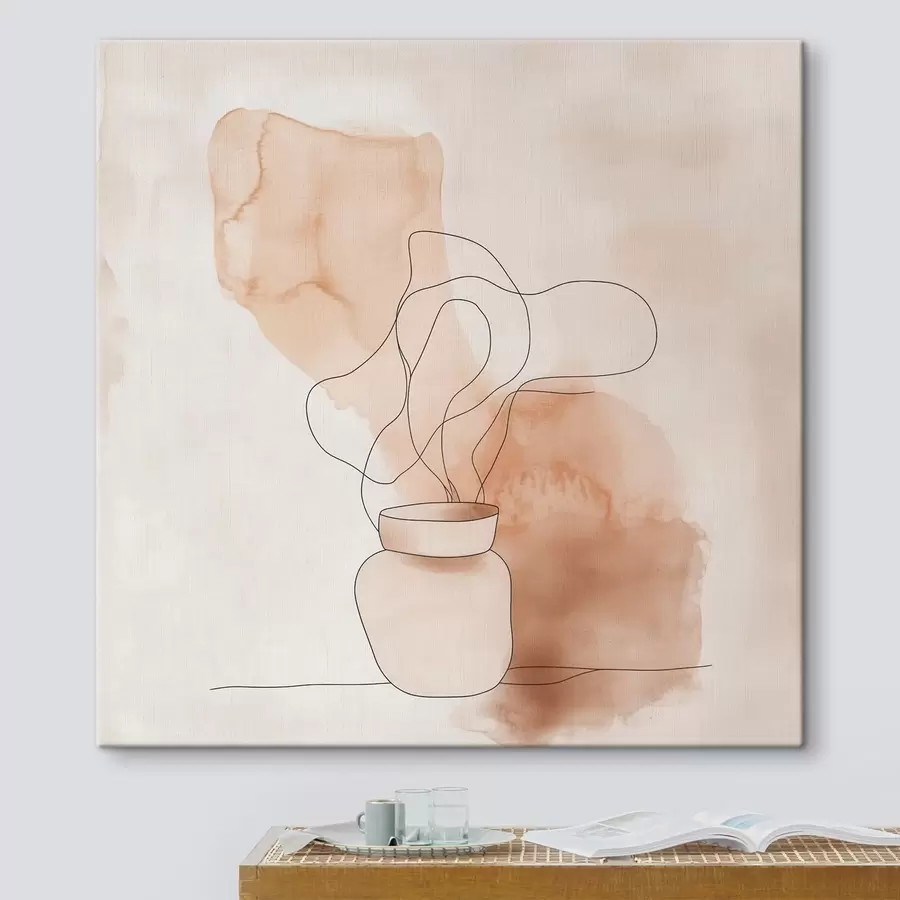 Fototapete Eine schlichte Komposition mit einer Vase und grafischen Linien im minimalistischen Stil s48869