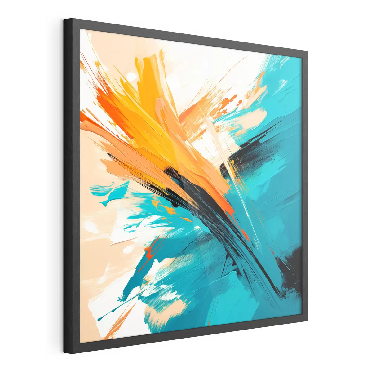 Poster Ein ausdrucksstarkes Bild in einer Farbpalette aus Türkis und Terrakotta, gehalten in einem zeitgenössischen Malstil f48855