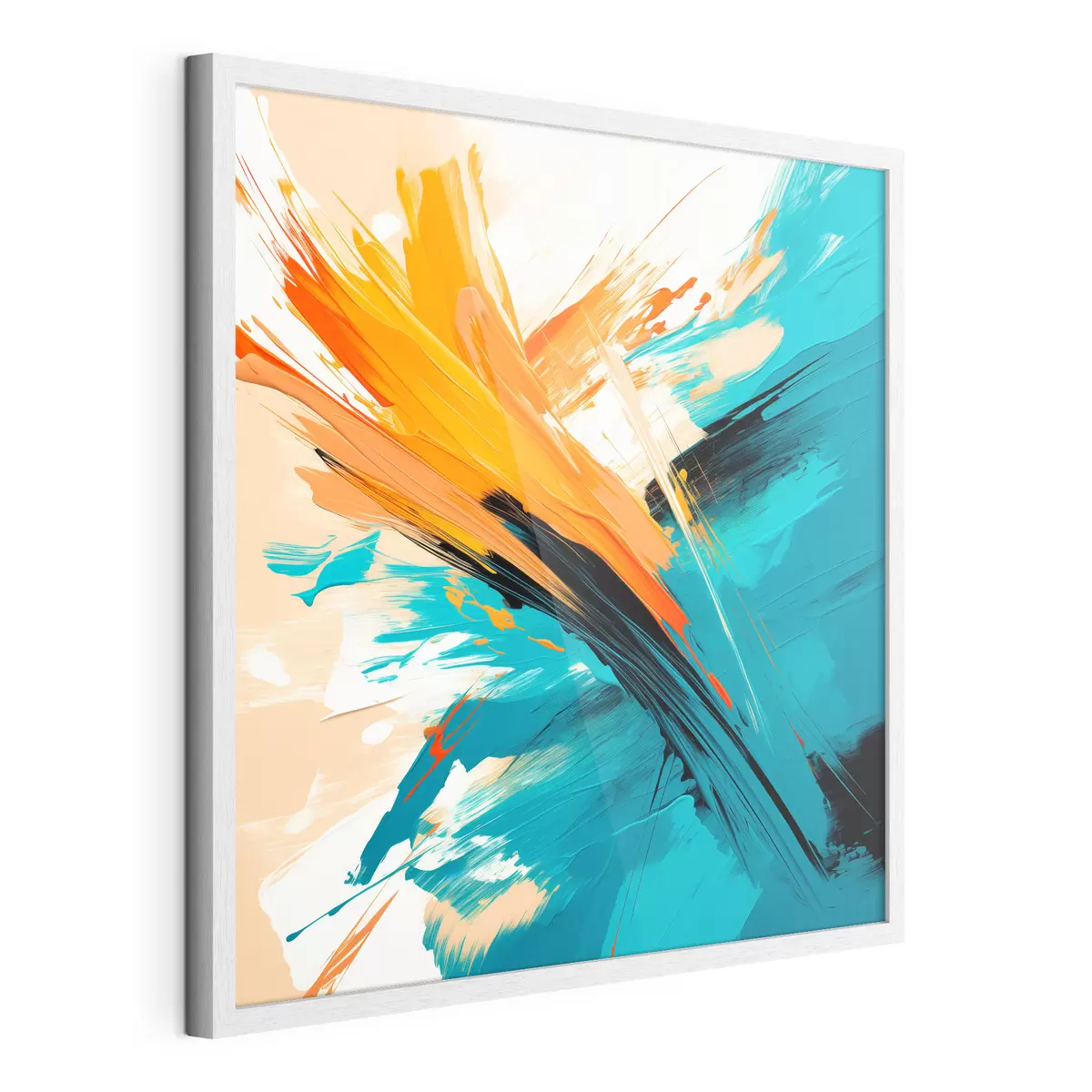 Poster Ein ausdrucksstarkes Bild in einer Farbpalette aus Türkis und Terrakotta, gehalten in einem zeitgenössischen Malstil f48855