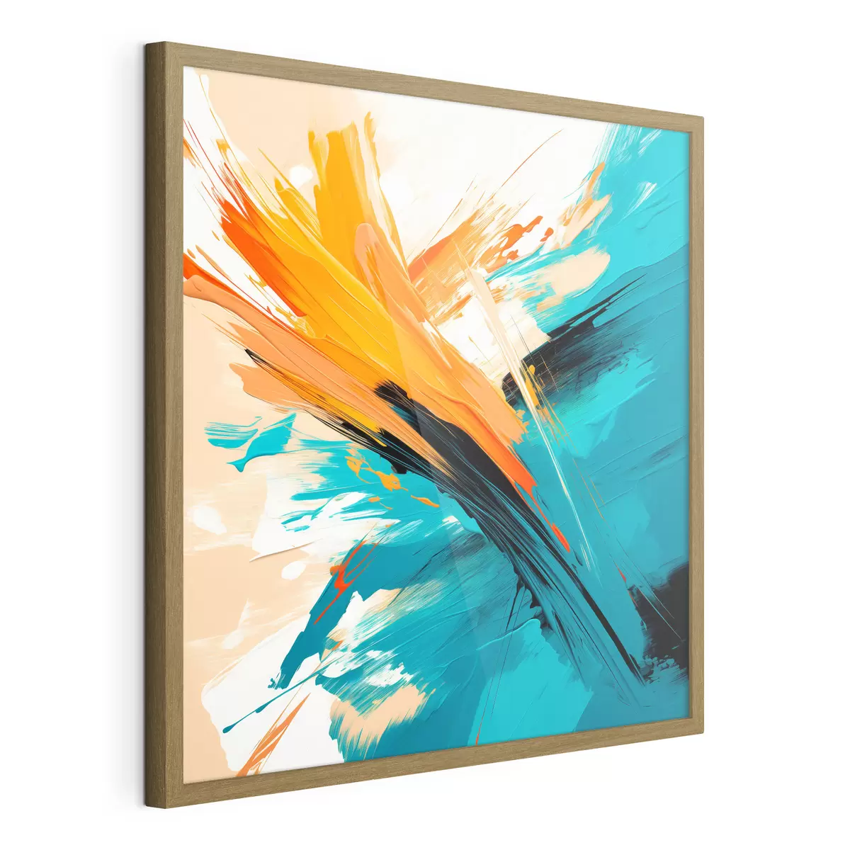 Poster Ein ausdrucksstarkes Bild in einer Farbpalette aus Türkis und Terrakotta, gehalten in einem zeitgenössischen Malstil f48855